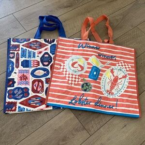 Homegoods TJMaxx Marshalls Reusable Seafood Shopper Tote Bags Set of 2 NWOT